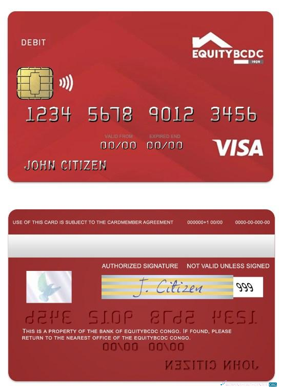 Download Congo EquityBCDC bank visa classic debit card Photoshop template